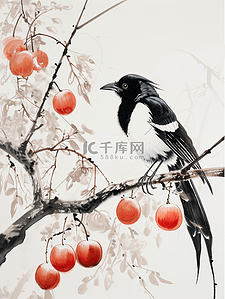 水彩国画艺术树枝上燕子的插画12