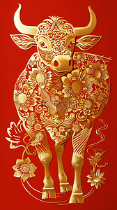 白色剪纸插画图片_中国生肖平安牛元素素材