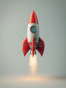 红色小火箭腾空发射伴随着火云的插画7