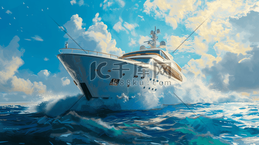 海洋里行驶中帆船插画8