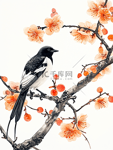 水彩国画艺术树枝上燕子的插画19