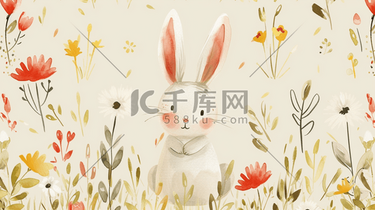 简约唯美清新小兔子的插画18