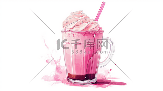 杯子插根吸管插画图片_手绘彩色杯子甜品冰激凌的插画5
