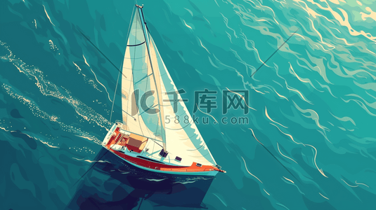 航行插画图片_海洋里航行帆船插画2