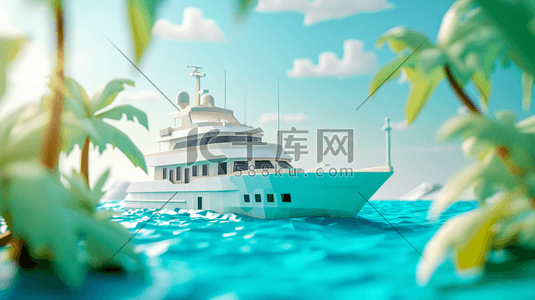 海洋里行驶中帆船插画3