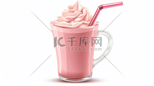 coffee杯子插画图片_手绘彩色杯子甜品冰激凌的插画3