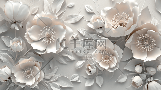 简约墙面上立体花朵花纹装饰的插画7