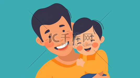 表情大笑插画图片_父子大笑合照插画2