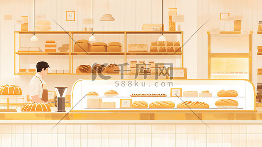 创意烘焙logo插画图片_美味面包早餐店烘焙文化插画素材