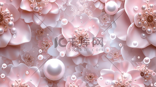 粉色花瓣珍珠唯美简约的插画1