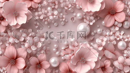 粉色花瓣珍珠唯美简约的插画6