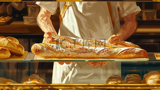 白面包面包插画图片_美味面包早餐店烘焙文化插画图片