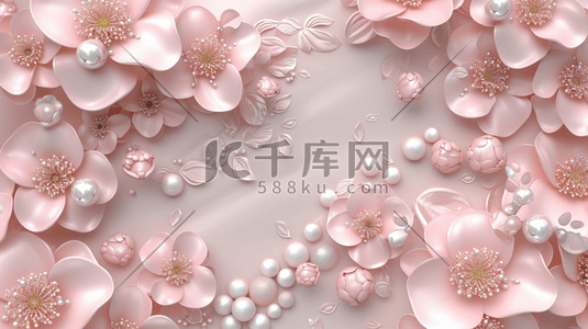 粉色花瓣插画图片_粉色花瓣珍珠唯美简约的插画8