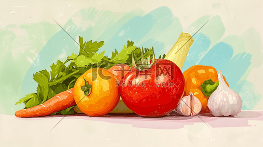 各种各样的蔬菜手绘插画2