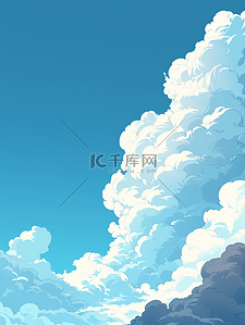 蓝色云朵渐变插画图片_蓝色蓝天白云朦胧渐变唯美的插画11