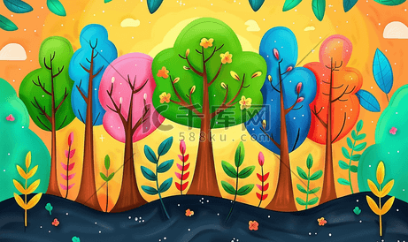 植树节插画背景素材