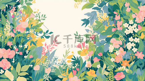 春季38女神节花朵花束的插画6