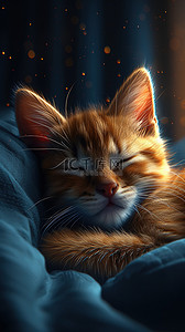 可爱的小猫咪睡觉插画设计