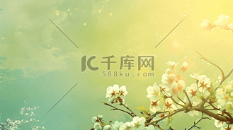 扁平化春天里太阳下风景优美的插画4