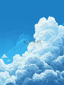蓝色云朵渐变插画图片_蓝色蓝天白云朦胧渐变唯美的插画17