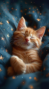 可爱的小猫咪睡觉插画海报