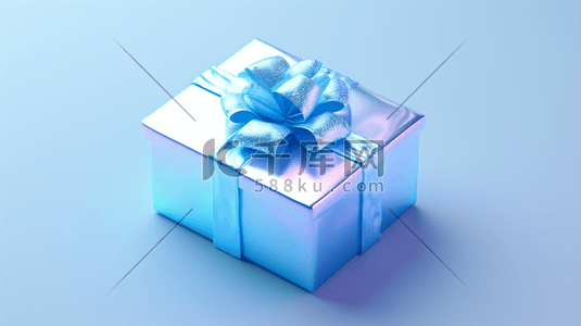 蓝色礼物盒插画图片_蝴蝶结礼物盒插画1