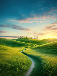 蜿蜒曲折插画图片_绿草地蜿蜒曲折的小路素材