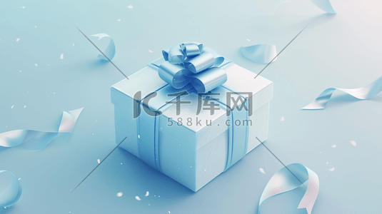 蓝色礼物盒插画图片_蝴蝶结礼物盒插画17