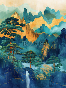 水彩中国山水插画图片_中国山水建筑水彩风格图片