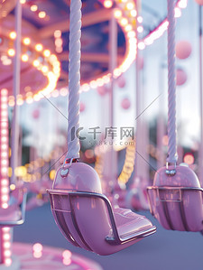 粉紫色插画图片_游乐园浪漫粉紫色插画素材