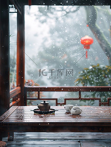 江南窗外蒙蒙细雨插图