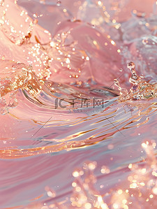 水波纹样插画图片_粉红色的水波闪闪发光插画素材
