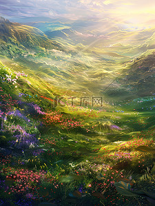 春天山丘插画图片_春天碧草覆盖的山丘图片