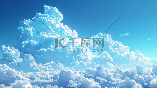 天空的白云插画图片_天空的白云云朵漫画插画素材