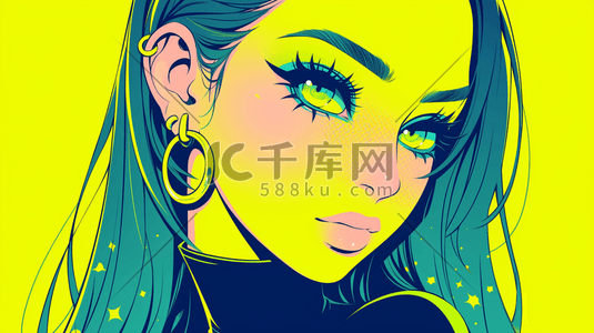 阴影插画图片_青春美少女手绘插画4