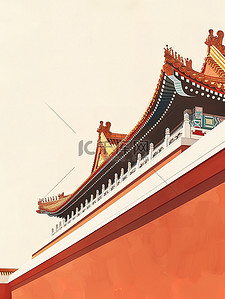 中国宫殿建筑和屋檐矢量插画