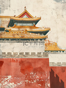 紫禁城插画图片_中国宫殿建筑和屋檐矢量插画