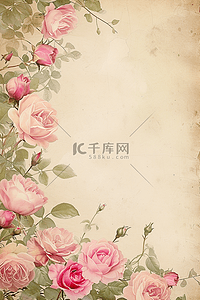 手绘玫瑰插画图片_绽放的花朵手绘春天插画海报