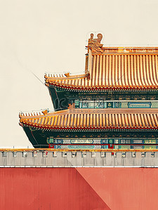 屋檐插画图片_中国宫殿建筑和屋檐插画设计