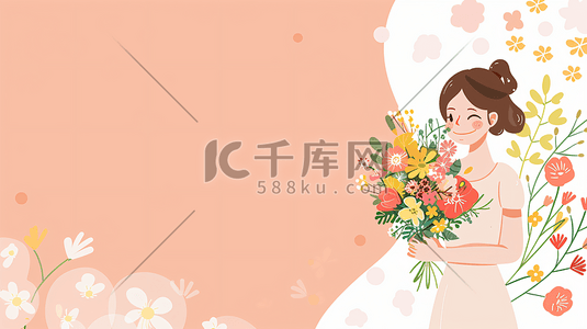 礼物手礼物插画图片_节日鲜花女性插画13