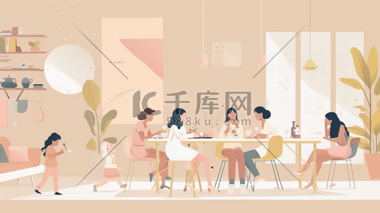 粉色女神节高端女性聚会的插画10