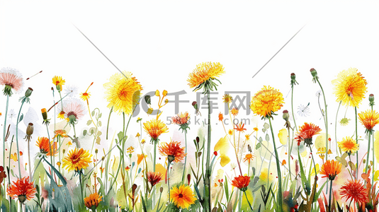 缤纷的花卉插画图片_彩色简约唯美花朵花束的插画5