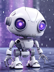 智能机器人插画图片_智能机器人紫色风格矢量插画