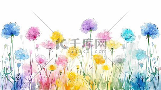 缤纷的花卉插画图片_彩色简约唯美花朵花束的插画15