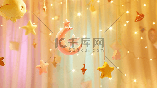 五星好评插画图片_简约唯美儿童生日聚会场景的插画2