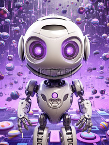 智能机器人插画图片_智能机器人紫色风格插画图片