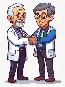 医生患者握手插画图片_医生和患者握手