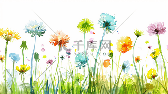 缤纷的花卉插画图片_彩色简约唯美花朵花束的插画7