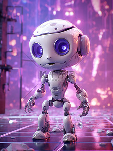 智能机器人插画图片_智能机器人紫色风格素材