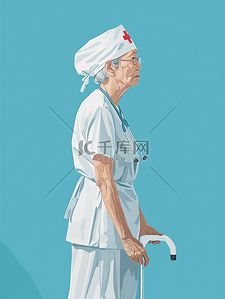 呵护插画图片_女护士关爱呵护老人